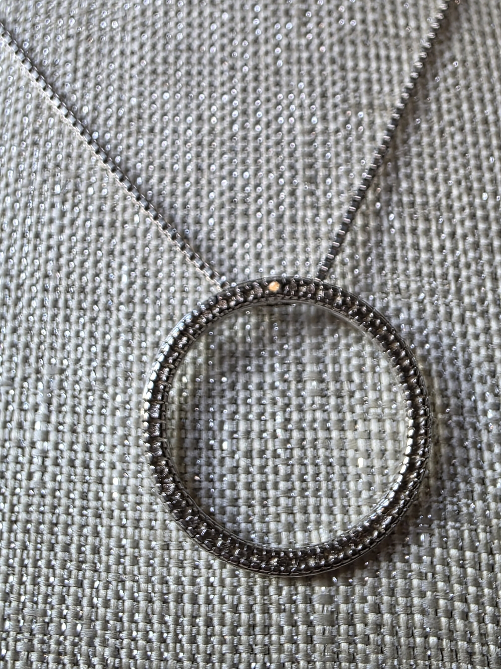 925 sterling silver pave eternity circle pendant 18" necklace - Picture 6 of 16